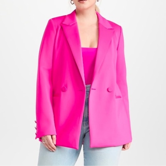 Good American Scuba 2.0 Fuchsia Bright Pink Blazer size 5 or 2XL - Picture 16 of 16